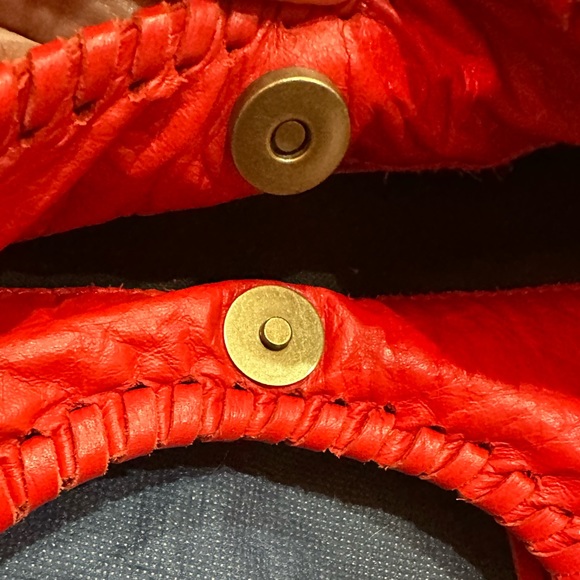 Jennifer Haley genuine red pebble leather fringe hobo bag - Picture 5 of 8